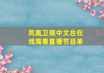 凤凰卫视中文台在线观看直播节目单