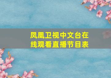 凤凰卫视中文台在线观看直播节目表