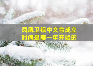 凤凰卫视中文台成立时间是哪一年开始的