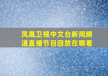 凤凰卫视中文台新闻频道直播节目回放在哪看