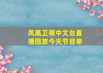 凤凰卫视中文台直播回放今天节目单