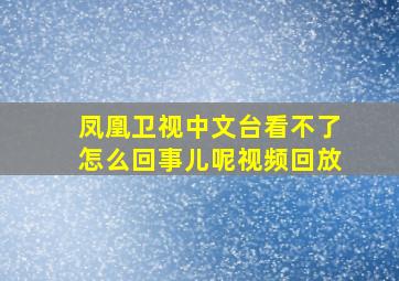 凤凰卫视中文台看不了怎么回事儿呢视频回放