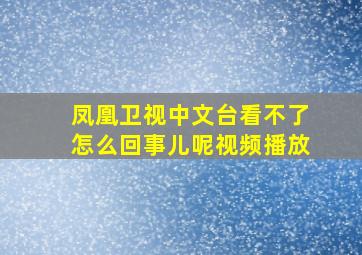 凤凰卫视中文台看不了怎么回事儿呢视频播放