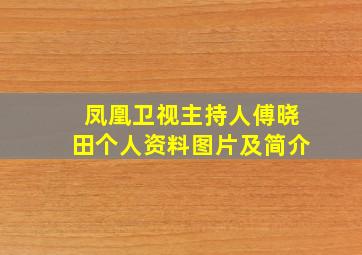 凤凰卫视主持人傅晓田个人资料图片及简介