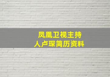 凤凰卫视主持人卢琛简历资料