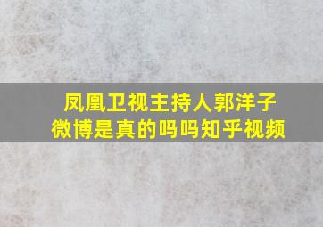 凤凰卫视主持人郭洋子微博是真的吗吗知乎视频