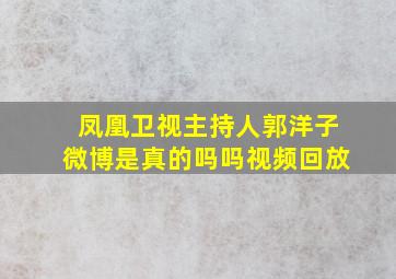 凤凰卫视主持人郭洋子微博是真的吗吗视频回放