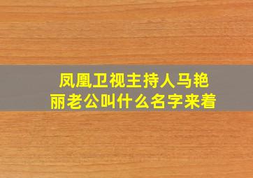 凤凰卫视主持人马艳丽老公叫什么名字来着