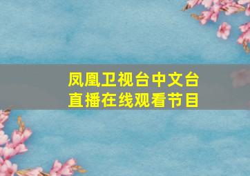 凤凰卫视台中文台直播在线观看节目