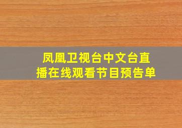 凤凰卫视台中文台直播在线观看节目预告单