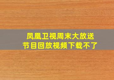 凤凰卫视周末大放送节目回放视频下载不了