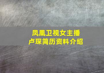 凤凰卫视女主播卢琛简历资料介绍