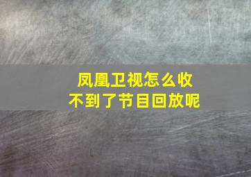 凤凰卫视怎么收不到了节目回放呢