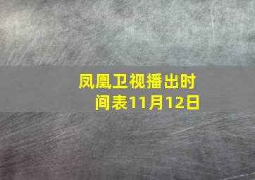 凤凰卫视播出时间表11月12日