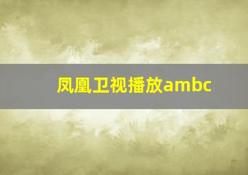 凤凰卫视播放ambc