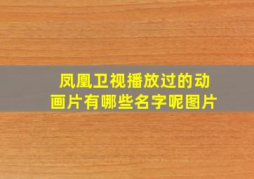 凤凰卫视播放过的动画片有哪些名字呢图片