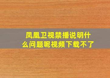 凤凰卫视禁播说明什么问题呢视频下载不了