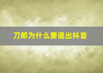 刀郎为什么要退出抖音