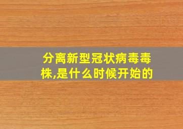 分离新型冠状病毒毒株,是什么时候开始的