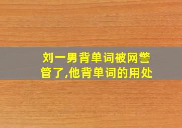 刘一男背单词被网警管了,他背单词的用处