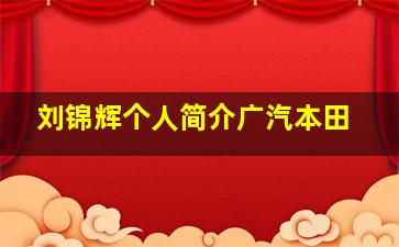 刘锦辉个人简介广汽本田