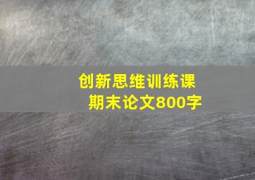 创新思维训练课期末论文800字