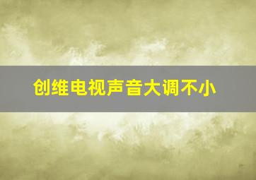 创维电视声音大调不小