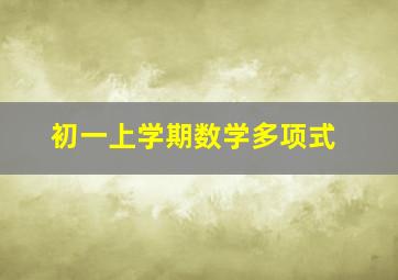 初一上学期数学多项式