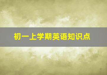 初一上学期英语知识点