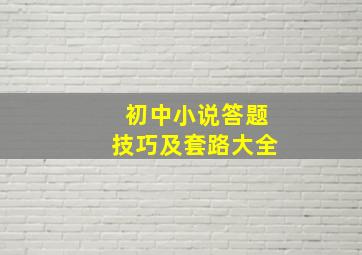 初中小说答题技巧及套路大全