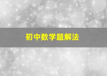 初中数学题解法