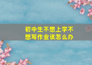 初中生不想上学不想写作业该怎么办