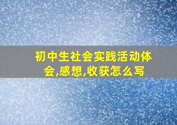 初中生社会实践活动体会,感想,收获怎么写