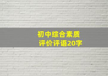 初中综合素质评价评语20字