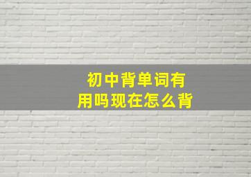 初中背单词有用吗现在怎么背