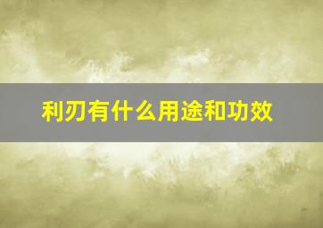 利刃有什么用途和功效