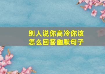 别人说你高冷你该怎么回答幽默句子