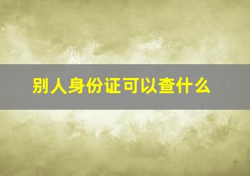 别人身份证可以查什么