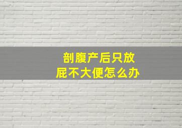 剖腹产后只放屁不大便怎么办