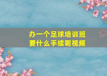 办一个足球培训班要什么手续呢视频