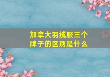 加拿大羽绒服三个牌子的区别是什么