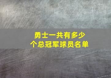 勇士一共有多少个总冠军球员名单