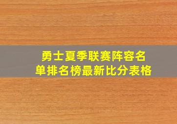 勇士夏季联赛阵容名单排名榜最新比分表格