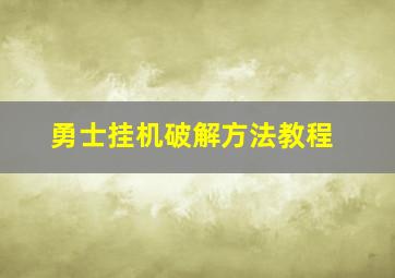 勇士挂机破解方法教程