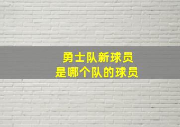 勇士队新球员是哪个队的球员