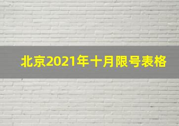 北京2021年十月限号表格