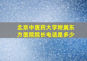 北京中医药大学附属东方医院院长电话是多少