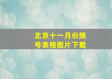 北京十一月份限号表格图片下载