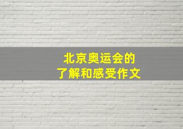 北京奥运会的了解和感受作文