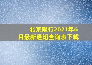 北京限行2021年6月最新通知查询表下载